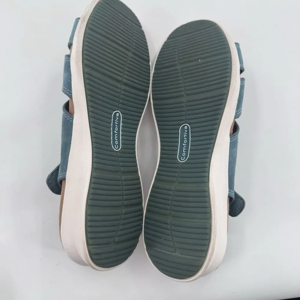 Comfortiva Leather Teal Women’s Sandal w/pillowtop Sz 11 M Fast Shipping